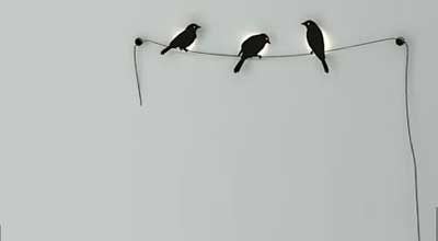 詩意燈具設計 墻上鳥兒啁啾(圖)